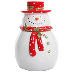 Gibson Home Jolly Plenitude Snowman Cookie Jar, 8", White