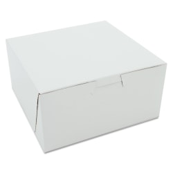 SCT® 1-Piece Non-Window Bakery Boxes, 3"H x 6"W x 6"D, White, Carton Of 250 Boxes, 905