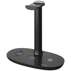Delton 4-in-1 Wireless Charging Station Headset Stand, Black, Total Qty 1