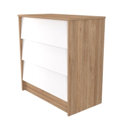 Inval 3-Drawer Dresser, 31"H x 30"W x 15-3/4"D, Amaretto Oak/White