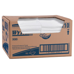 Wypall X80 Extended Use Foodservice Towels With Antimicrobial Protection, 12" x 23 7/16", White, Box Of 150