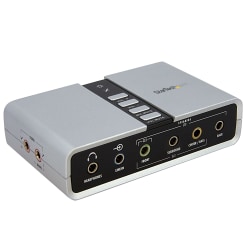 StarTech.com 7.1 USB Sound Card - External Sound Card for Laptop with SPDIF Digital Audio - Sound Card for PC - Silver (ICUSBAUDIO7D) - Sound card - 48 kHz - 7.1 - USB 2.0 - for P/N: MU15MMS, MU6MMS