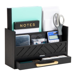 Mind Reader 5-Compartment Desktop Organizer, 7-1/2"H x 4-1/2"W x 12-1/2"D, Black