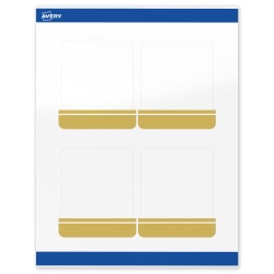 Avery® Print-To-The-Edge Labels With Sure Feed® Technology, S00-DKA-PRWGP10, Rectangle, 4" x 3-1/3", Glossy White, Preprinted Double Dipped Gold Edge Design, Pack Of 40