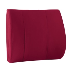 DMI® Contour Foam Lumbar Back Support Cushion Pillow With Strap, 14"H x 13"W x 3"D, Burgundy