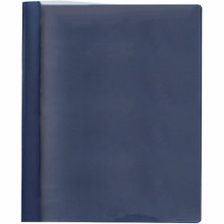 Business Source Letter Report Cover - 1/2" Folder Capacity - 8 1/2"x11" - 100 Sheets Capacity - 3x Prong Fastener(s), Clear, Dark Blue  25/Box - 78514