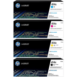 HP 414X High-Yield Black, Cyan, Magenta, Yellow Original LaserJet Toner Cartridges, W2020XQ1, Total Qty 4