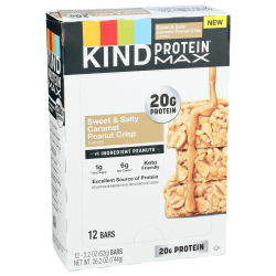 KIND Protein Max Bars, Sweet & Salty Caramel Peanut Crisp, 2.2 Oz, Total Qty 12