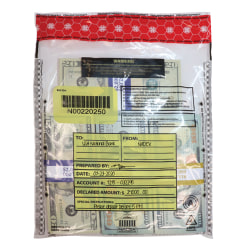 Nadex Coins Tamper-Evident FRAUDSTOPPER NCS1-0002 Bank Deposit Bags, 12" x 9", Clear, Pack Of 50 Bags