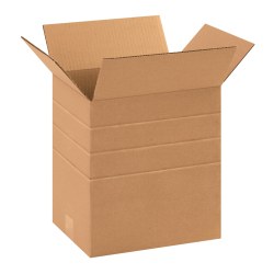 Partners Brand Multi-Depth Corrugated Boxes, 11 2/4" x 8 3/4" x 12", Scored 10", 8", 6", Kraft, Pack Of 25