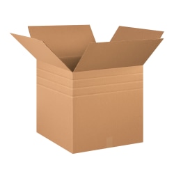 Partners Brand Multi-Depth Corrugated Boxes, 20" x 20" x 20", Scored 18", 16", 14", Kraft, Pack Of 10, MD202020