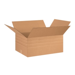 Partners Brand Multi-Depth Corrugated Boxes, 26" x 20" x 12", Scored 10", 8", 6", Kraft, Pack Of 10