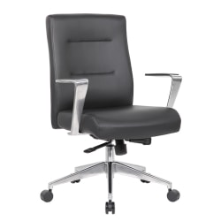 Boss Office Products Modern Ergonomic Vinyl High-Back Conference Executive Office Chair, Black