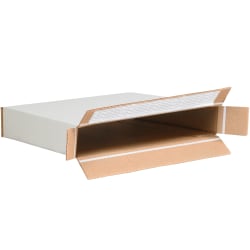 Partners Brand Self-Seal Side-Loading Corrugated Boxes, 10 7/8" x 2" x 12 1/4", White, Pack Of 25