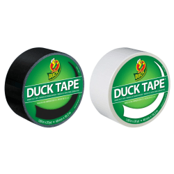 Duck® Brand Color Duct Tape Rolls, 1-15/16" x 40 Yd, Black/White, Pack Of 2 Rolls