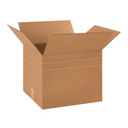 Partners Brand Multi-Depth Corrugated Boxes, 18" x 15" x 15", Scored 13", 11", Kraft, Pack Of 10