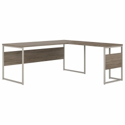 Bush Business Furniture Hybrid L-Shaped Corner Desk Table With Metal Legs, 72"W x 30"D, Modern Hickory, Standard Delivery