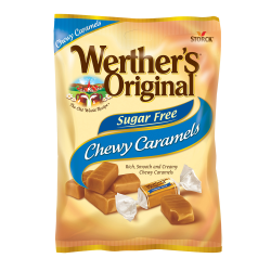 Werther's Original Sugar-Free Chewy Caramel Candy, 1.46 Oz, Pack Of 12 Bags