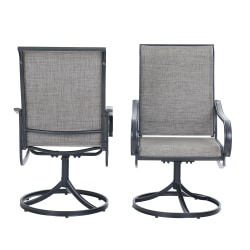 PHI VILLA Swivel Textilene Patio Outdoor Dining Chairs, Black, Set Of 2 Chairs