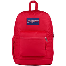 Jansport Cross Town Plus Backpack With 15" Laptop Pocket, 35% Recycled, Red Tape