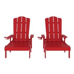Flash Furniture Sonora Set of 2 Commercial Grade Adjustable Adirondack Lounge Chair, All-Weather Indoor/Outdoor Recycled HDPE, Red - 2LEHMP07001RED