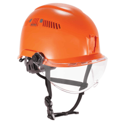Ergodyne Skullerz® 8975V Anti-Fog Class C Safety Helmet With Visor, Clear Lens, Orange
