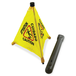 Impact 20" Pop Up Safety Cone - 48 / Carton - Caution, Cuidado, Attention Print/Message - 18" Width18" Depth - Cone Shape - Plastic - Black, Yellow