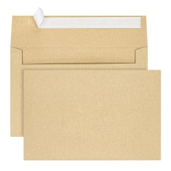 Office Depot® Brand Greeting Card Envelopes, A9, 5-3/4" x 8-3/4", Clean Seal, Brown Kraft, Box Of 25