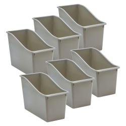 Teacher Created Resources Plastic Book Bins, 7-1/2"H x 11-3/8"W x 5-1/2"D, Gray, Pack Of 6 Bins