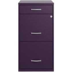 Realspace® SOHO Organizer 18"D Vertical 3-Drawer File Cabinet, Purple