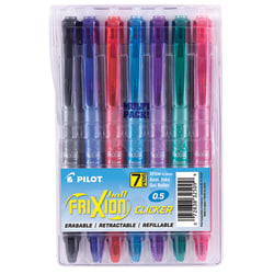 Pilot® FriXion® Clicker Erasable Gel Pens, Extra Fine Point, 0.5 mm, Assorted Barrels, Assorted Ink Colors, Pack Of 7