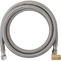 Certified Appliance Accessories Braided Stainless Steel Dishwasher Connector with MIP Elbow - 72" - Stainless Steel, Gold, Silver - Stainless Steel, Vinyl, Polyvinyl Chloride (PVC), Polyester, Brass