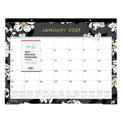 2027 Blue Sky Baccara Dark Monthly Desk Pad Planning Calendar, 22x17, 0%, Baccara Dark, Jan-Dec, RY27