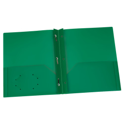 Oxford Poly 2-Pocket Portfolios with Prongs, 8-1/2" x 11", Green, Pack Of 25 Portfolios