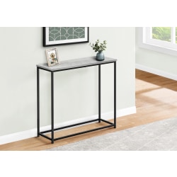 Monarch Specialties Ponce Laminate/Metal Narrow Accent Console Table, 29"H x 31-1/2"W x 11-1/2"D, Gray/Black