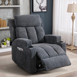 Bestier Fabric Manual Massage Recliner Accent Chair With Remote Control And 2 Cup Holders, Gray/Black