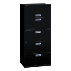 HON® Brigade® 600 18"D Lateral 5-Drawer File Cabinet, Black