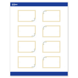 Avery® Print-To-The-Edge Tags With Sure Feed® Technology, S00-DN0-PRMWT10, Rectangle, 2" x 3", Matte White, Preprinted Double Gold Border with Florals Design, Pack Of 80