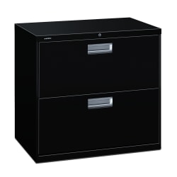 HON® Brigade® 600 18"D Lateral 2-Drawer File Cabinet, Black