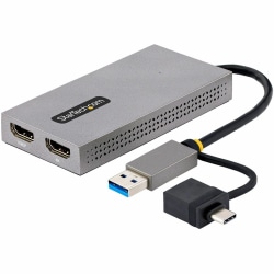 StarTech.com USB to Dual HDMI Adapter, USB A/C to 2x HDMI Displays (1x 4K30, 1x 1080p), USB 3.0 to HDMI Converter, 4in/11cm Cable, Win/Mac