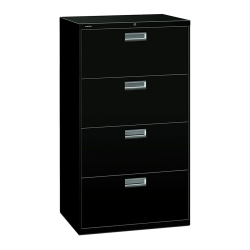 HON® 600 30"W x 18"D Lateral 4-Drawer File Cabinet With Lock, Black