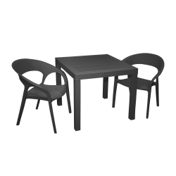 Inval Square Bistro Set with Table and 2 Chairs, Espresso
