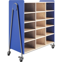 Safco® Whiffle Triple-Column 15-Shelf Rolling Storage Cart, 48"H x 43-1/4"W x 19-3/4"D, Spectrum Blue