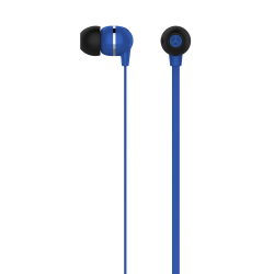Ativa™ Plastic Earbud Headphones With Flat Cable, Dark Blue, MW-HLP-001-DB