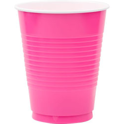 JAM PAPER Plastic Party Cups, 16 oz, Fuchsia, 20 Glasses/Pack