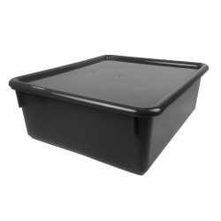Romanoff Double Stowaway Tray With Lid, 5-1/2"H x 13-1/2"W x 16"D, Black