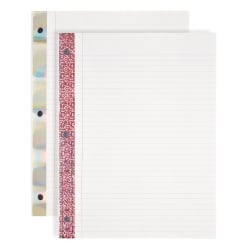 Office Depot® Brand Notebook Filler Paper, Reinforced, College-Ruled, 8" x 10 1/2", 3-Hole Punched, White, Pack Of 100 Sheets