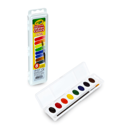 Crayola® Watercolor Set With Brush, Oval Pan, Set Of 8 Colors