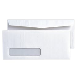 Quality Park® #10 Ridge™ Window Business Envelopes, Bottom Left Window, Gummed Seal, White, Box Of 500