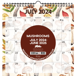 2025 Willow Creek Press Spiral Art Monthly Wall Calendar, 12" x 12", Mushrooms, January To December, 47491